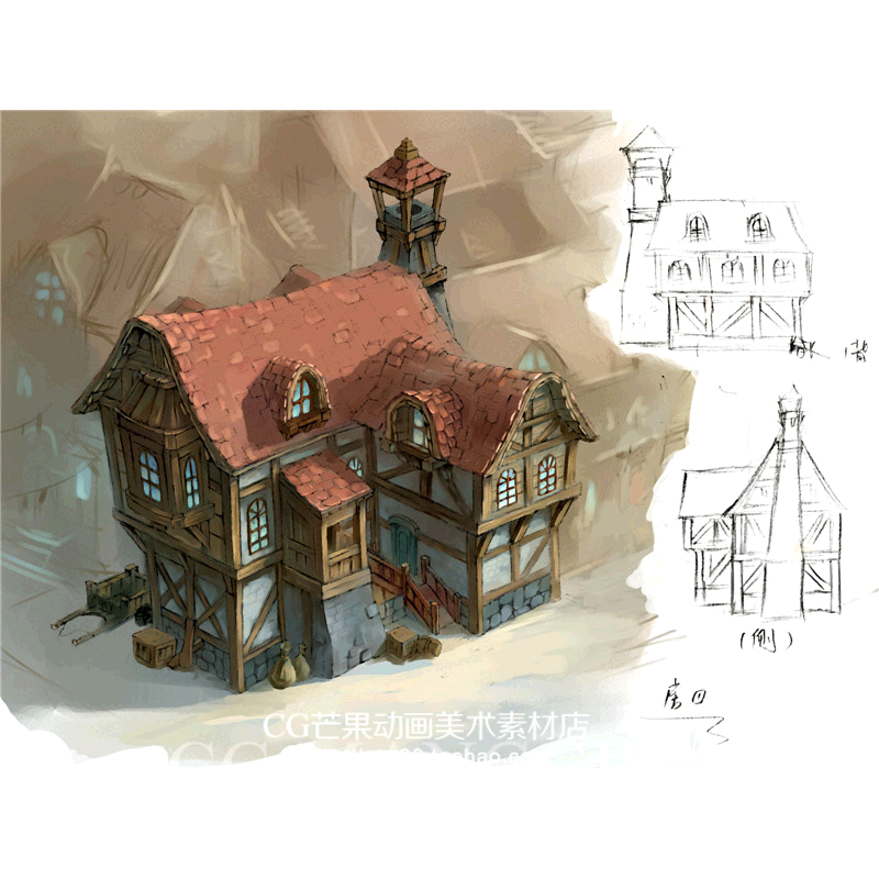 最全【游戏原画】《欧式风格场景设定》精美q版 欧美游戏场景