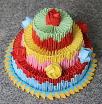 彩云阁三角插折纸diy生日礼物创意手工折纸材料生日蛋糕材料包