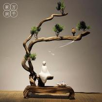 新中式实木根雕禅意摆件 现代陶瓷佛像风化木客厅茶室博古架礼品