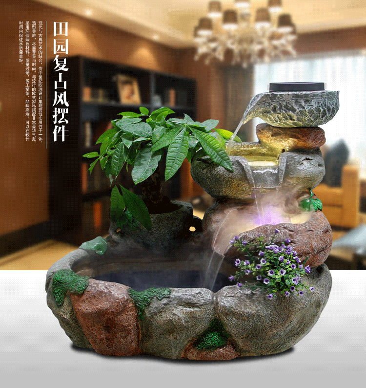 大型欧式喷泉流水盆景摆设阳台花园风水轮树脂假山