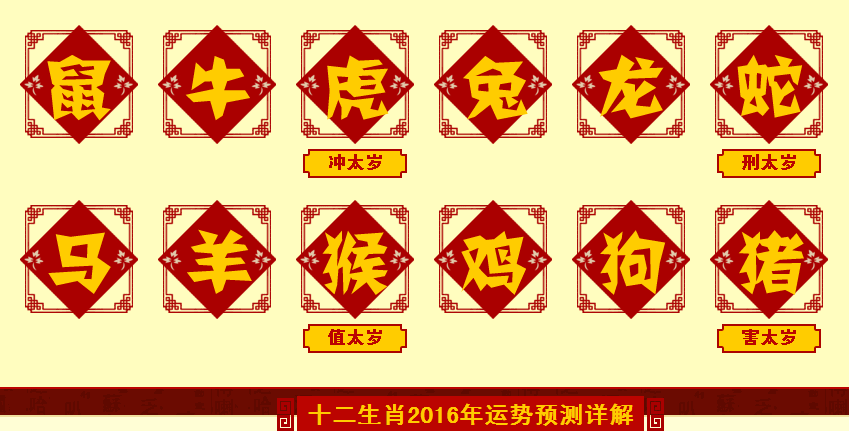 2016李亮德十二生肖属相运势精准预测!12生肖运势图片