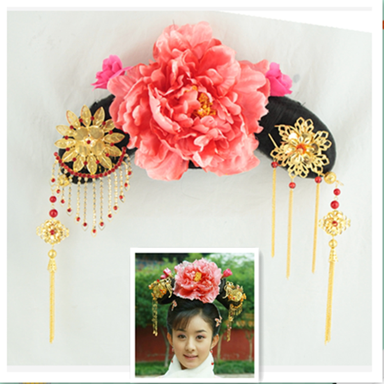 特价舞台演出清朝王妃格格旗头甄嬛传长款流苏簪子古装假发饰品