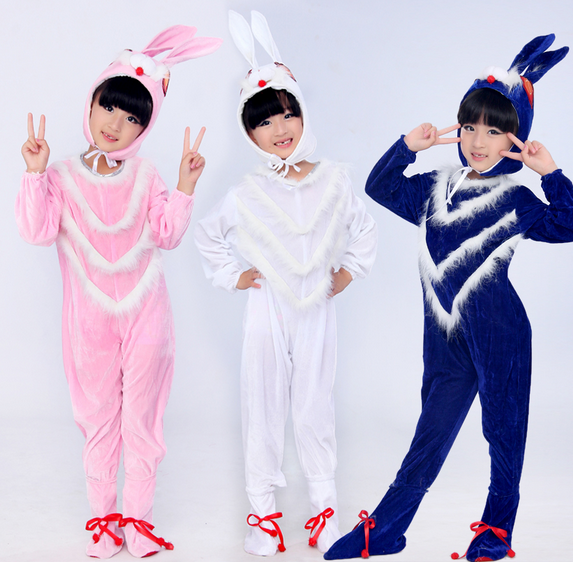 万圣节儿童动物表演服装舞台演出服饰男女卡通动物小白兔子装扮衣