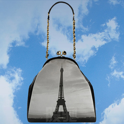 股驰品牌手袋全新系列真皮女包巴黎时尚埃菲尔铁塔印花包斜挎包包