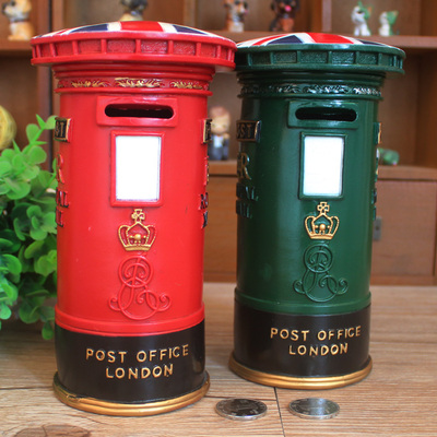 复古邮政邮筒存钱罐 怀旧邮箱储蓄罐礼品 创意卡通纪念品生日礼物