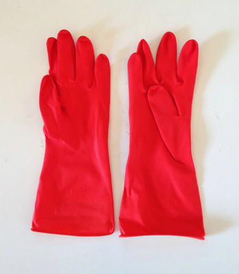 东方红乳胶牛筋手套工业橡胶防水洗衣洗碗家务手套红色胶手套批发