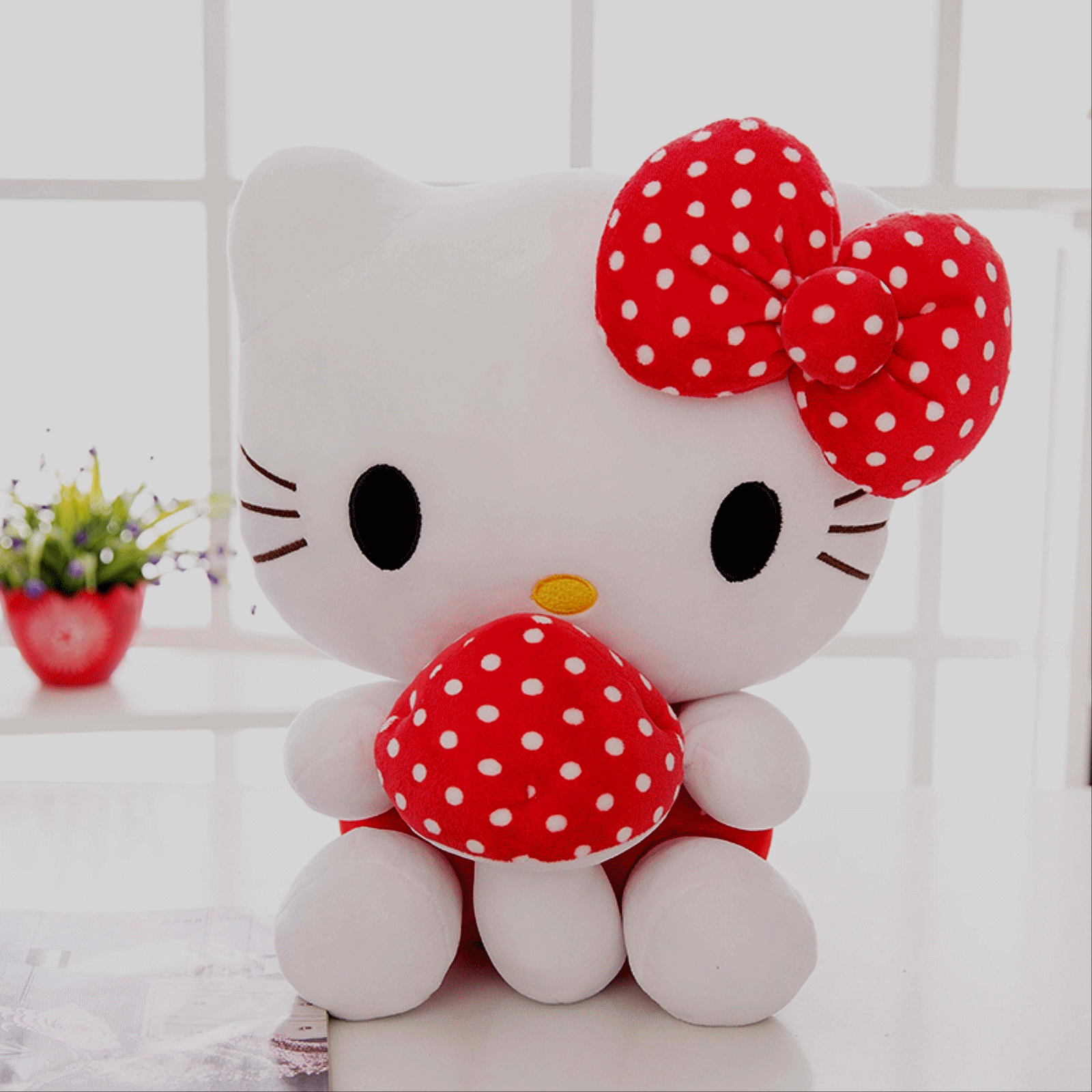 热销抱蘑菇kt玩偶凯蒂猫公仔hello kitty儿童礼物送女友