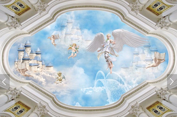 3d立体欧式天使国度天堂壁画大型天顶吊顶客厅卧室餐厅电视背景墙