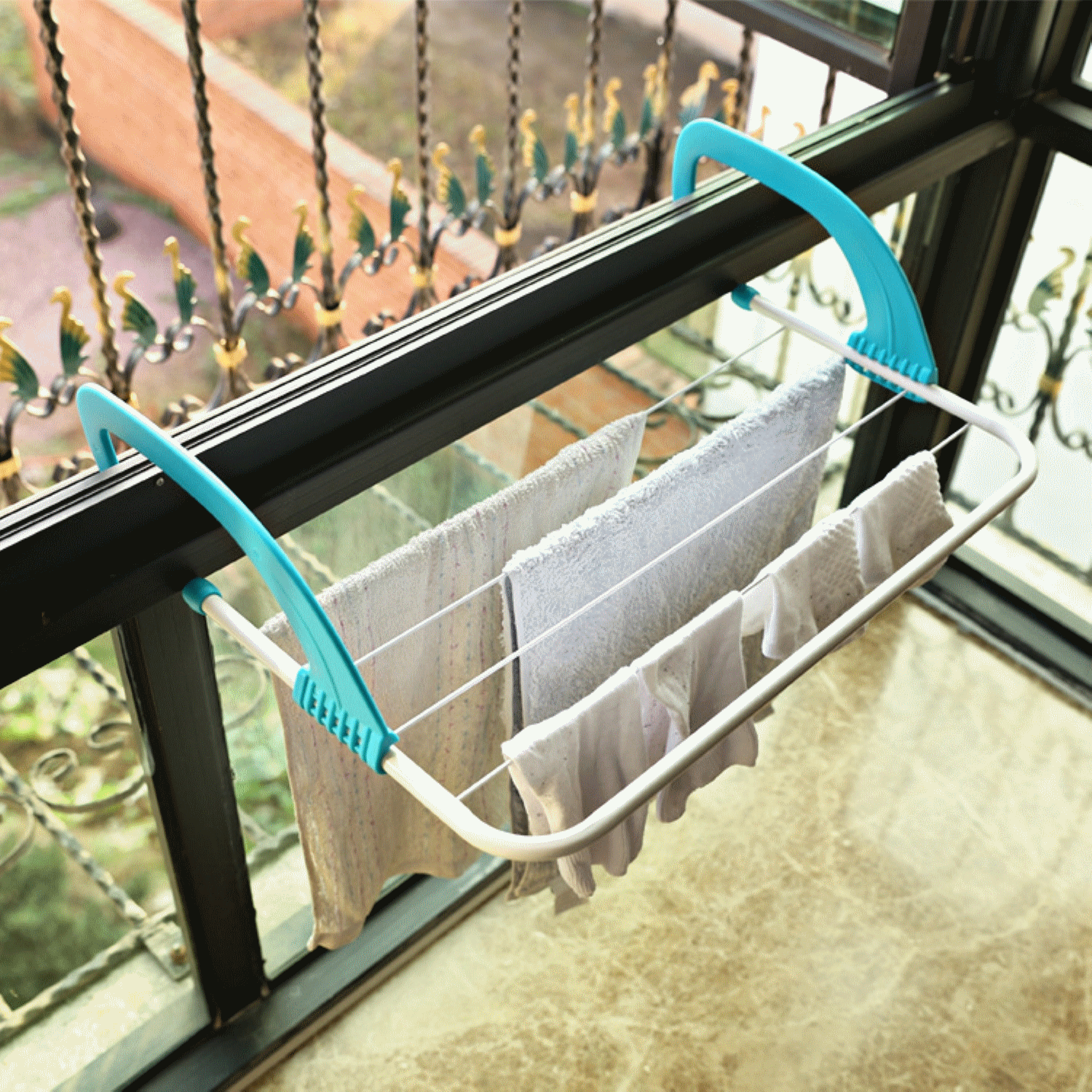 栏小型暖气片晾晒【天天特价】多功能晾衣架窗外挂阳台室内外护