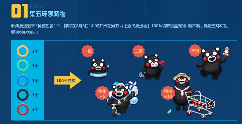 qq飞车五环领绝版极品宠物熊本熊黑/红/绿/蓝/黄环 包战神熊猫