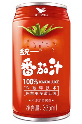 统一番茄汁335mlx24罐 整箱(新配方无糖盐)纯正100%新疆红番茄