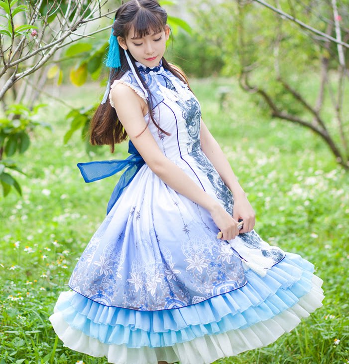 【一夜物语の】青龙白虎*lolita中国风连衣裙 古典洋装 甜美