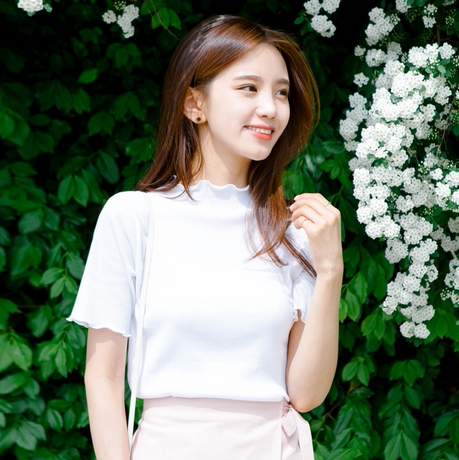 chic韩国代购官网正品 mixxmix金敏珠日系甜美花边领短袖t恤